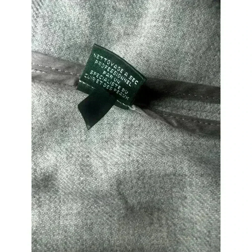Lauren Ralph Lauren Wool Cashmere Plaid Cape Poncho Suede Trim Gray S/M